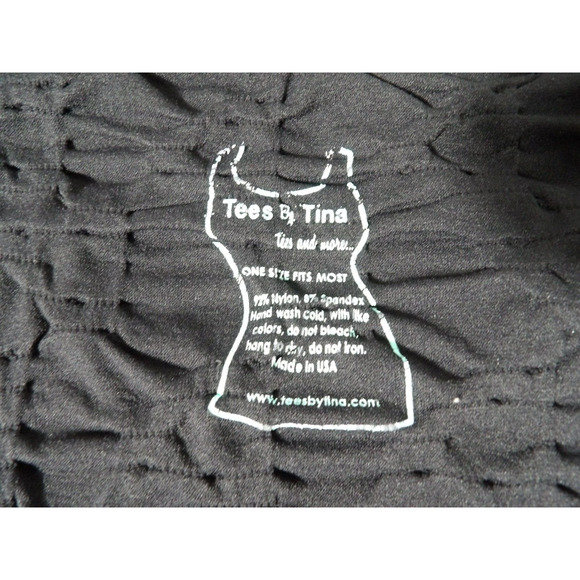 Tees By Tina One Size OSFA Dress Black Crinkle Textured Knee Length Modest Scoop - Picture 5 of 12